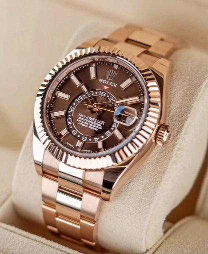 ROLEX SKY-DWELLER GOLD ROSE CHOCOLATE DIAL