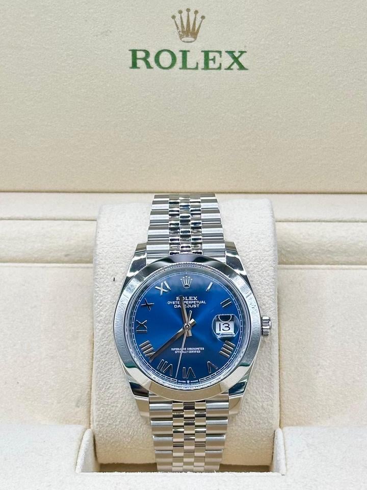 ROLEX DATEJUST JUBILEE BLU NUMERI ROMANI GHIERA LISCIA