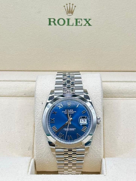 ROLEX DATEJUST JUBILEE BLU NUMERI ROMANI GHIERA LISCIA