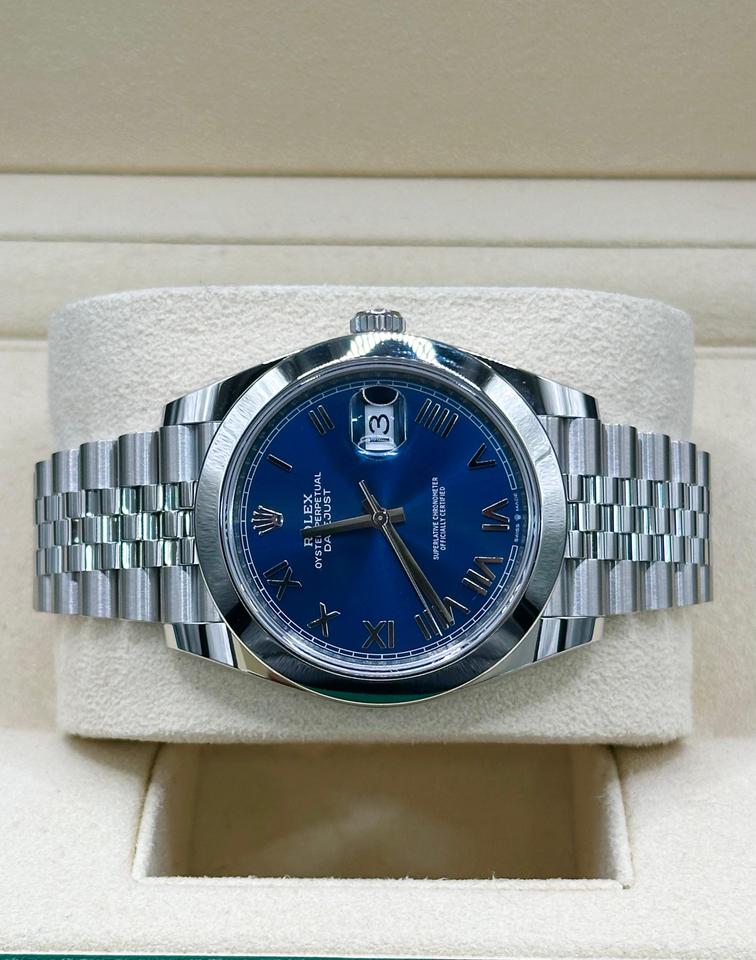 ROLEX DATEJUST JUBILEE BLU NUMERI ROMANI GHIERA LISCIA