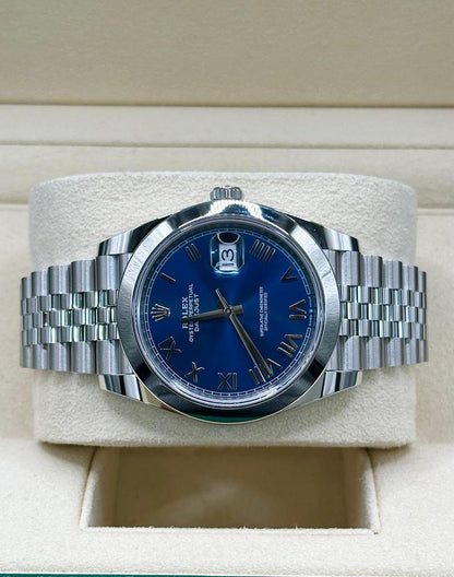 ROLEX DATEJUST JUBILEE BLU NUMERI ROMANI GHIERA LISCIA