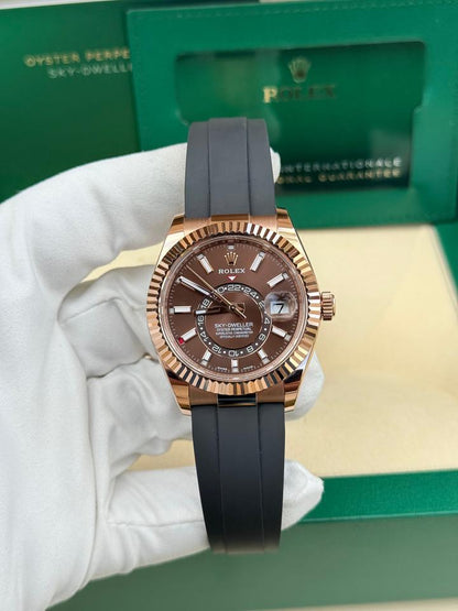 ROLEX SKY-DWELLER OYSTERFLEX CHOCOLATE
