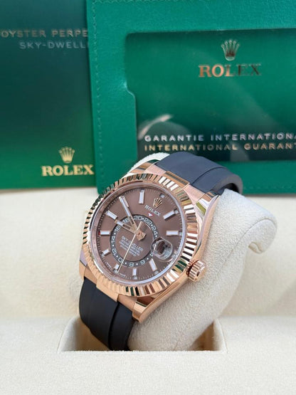 ROLEX SKY-DWELLER OYSTERFLEX CHOCOLATE