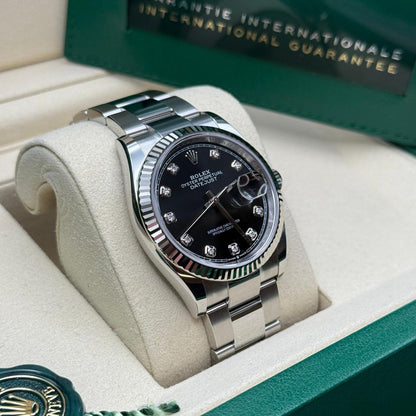ROLEX DATEJUST OYSTER BLACK DIAL DIAMOND