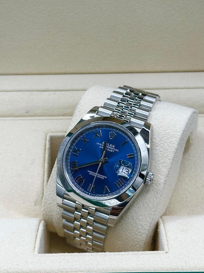 ROLEX DATEJUST JUBILEE BLU NUMERI ROMANI GHIERA LISCIA