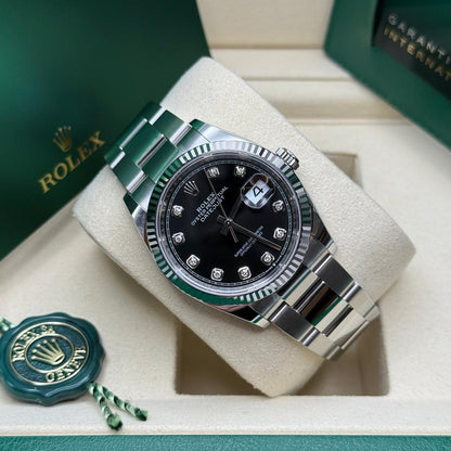 ROLEX DATEJUST OYSTER BLACK DIAL DIAMOND