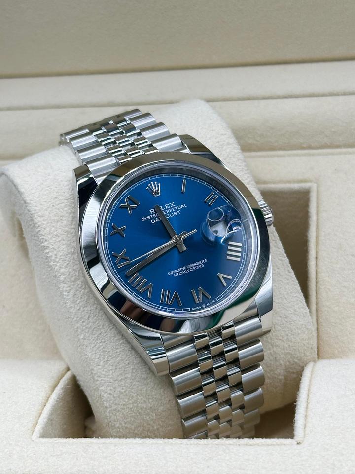 ROLEX DATEJUST JUBILEE BLU NUMERI ROMANI GHIERA LISCIA